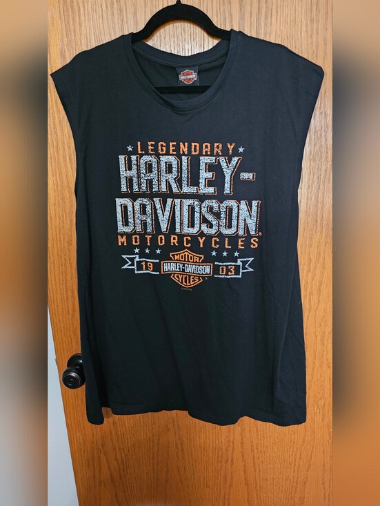 Harley-Davidson Other - FINAL...Harley-Davidson Black Tank Top with Orange and White Graphic